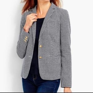 Talbots Aberdeen Knit Blazer in Navy Blue Houndstooth Size 8